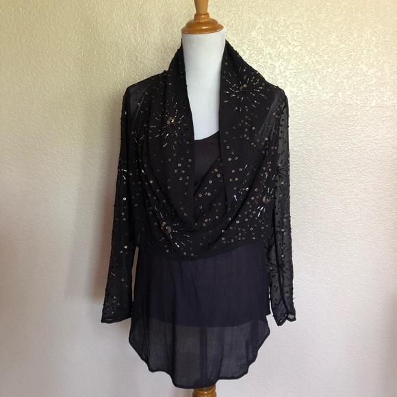 Soft Surroundings Tops - Soft Surroundings 2pc Embellished Cowl Top PM NWOT